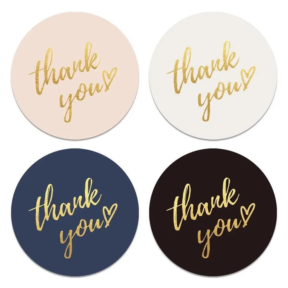 ‘Thank You’ Gold Foil Stickers - 50pcs