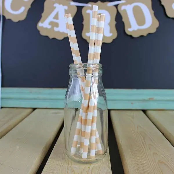 Gold Stripe Paper Drinking Straws My Wedding Store