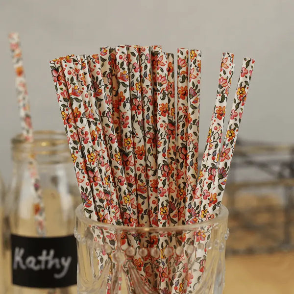 Gold Stripe Paper Drinking Straws My Wedding Store